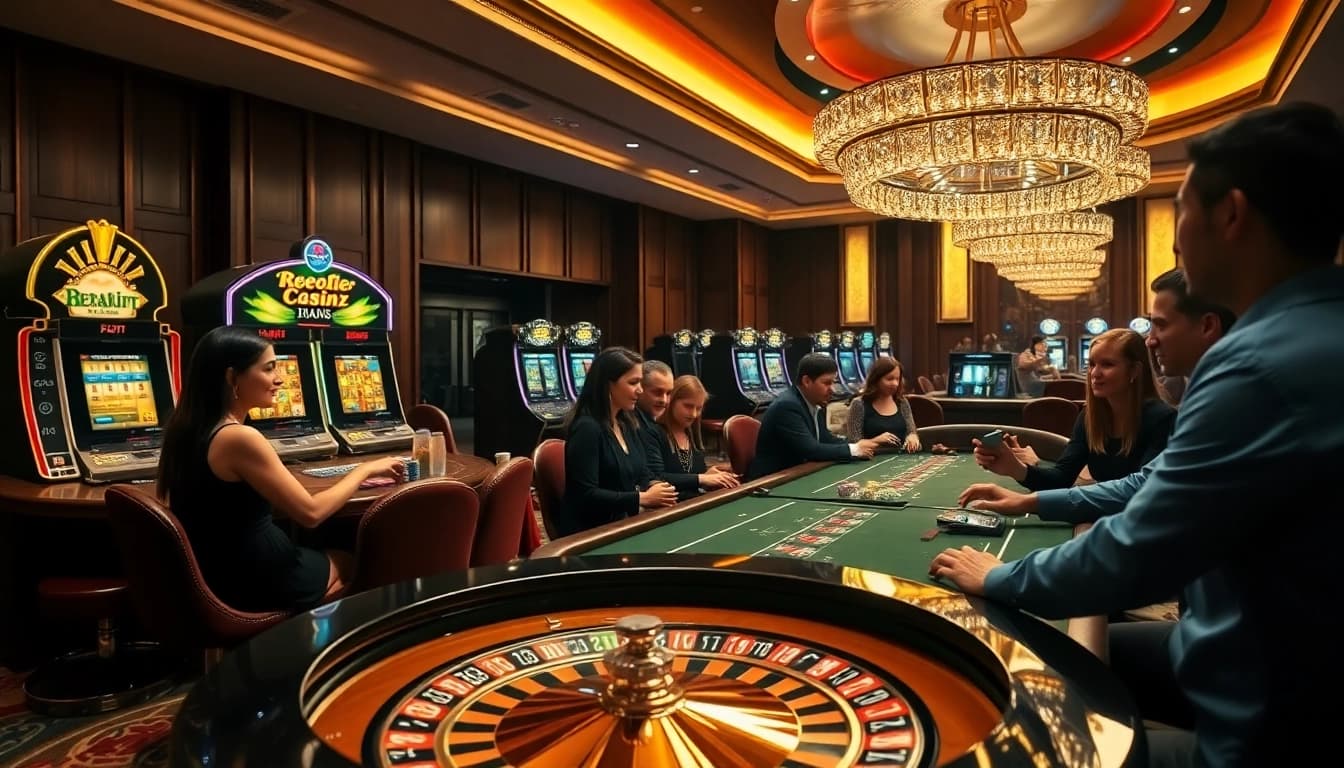 Experience rebahin excitement with players strategizing at a vibrant casino table.