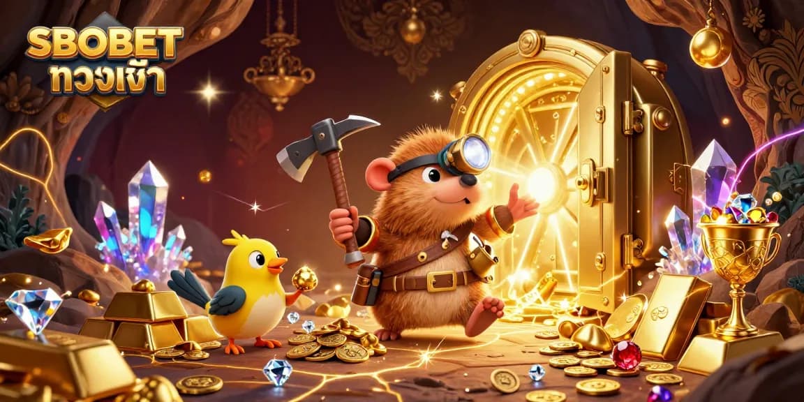 SBOBET ทางเข้า enriches the gaming experience with vibrant treasure hunting visuals and dynamic gold elements.