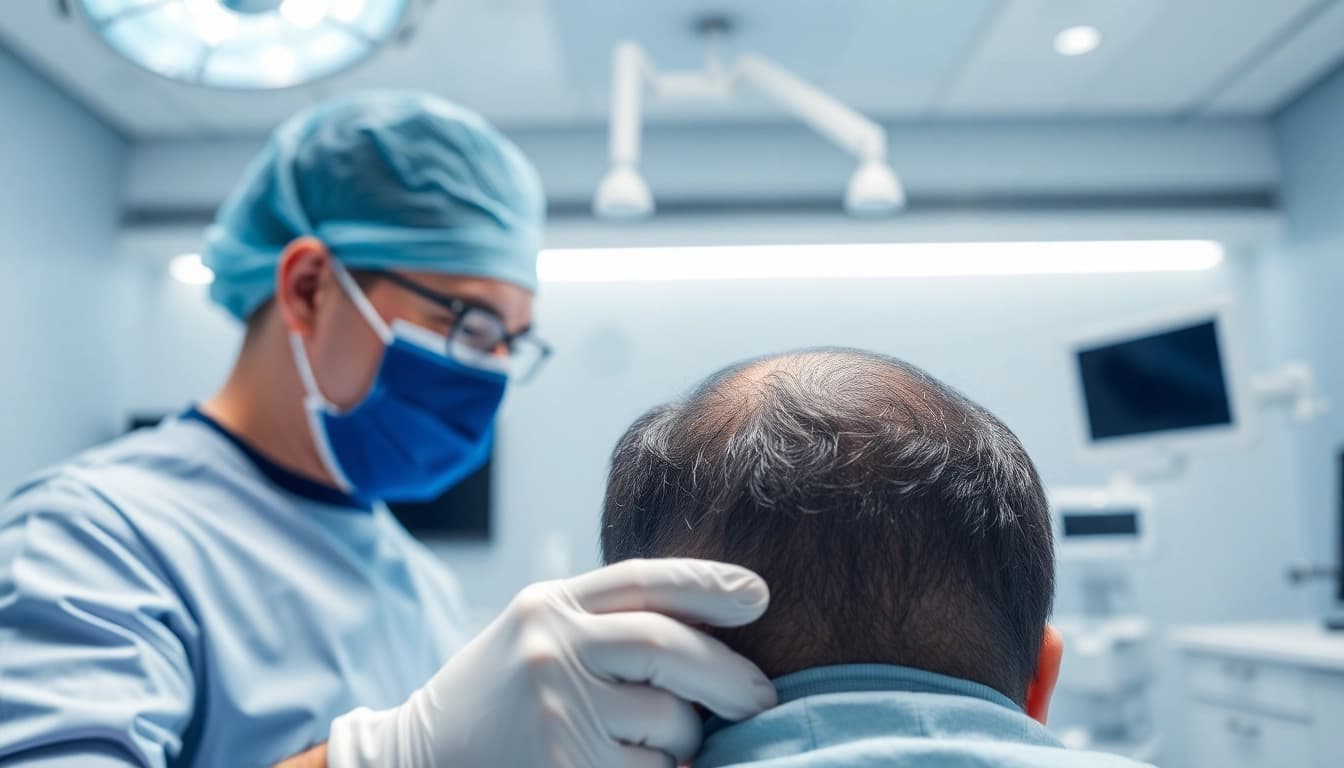Patient undergoing a hair transplant istanbul procedure in a professional clinic.