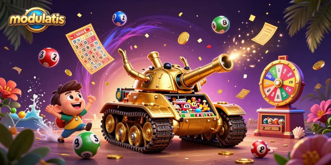 Mengalami keseruan permainan slot di modulatis dengan tank keong emas yang menampilkan kasino mini di dalamnya.