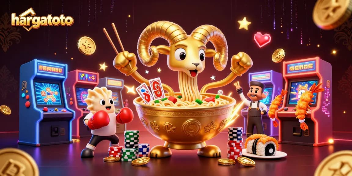 Experience thrilling gameplay at hargatoto with our vibrant 3D casino illustration showing diverse characters and dynamic game elements.