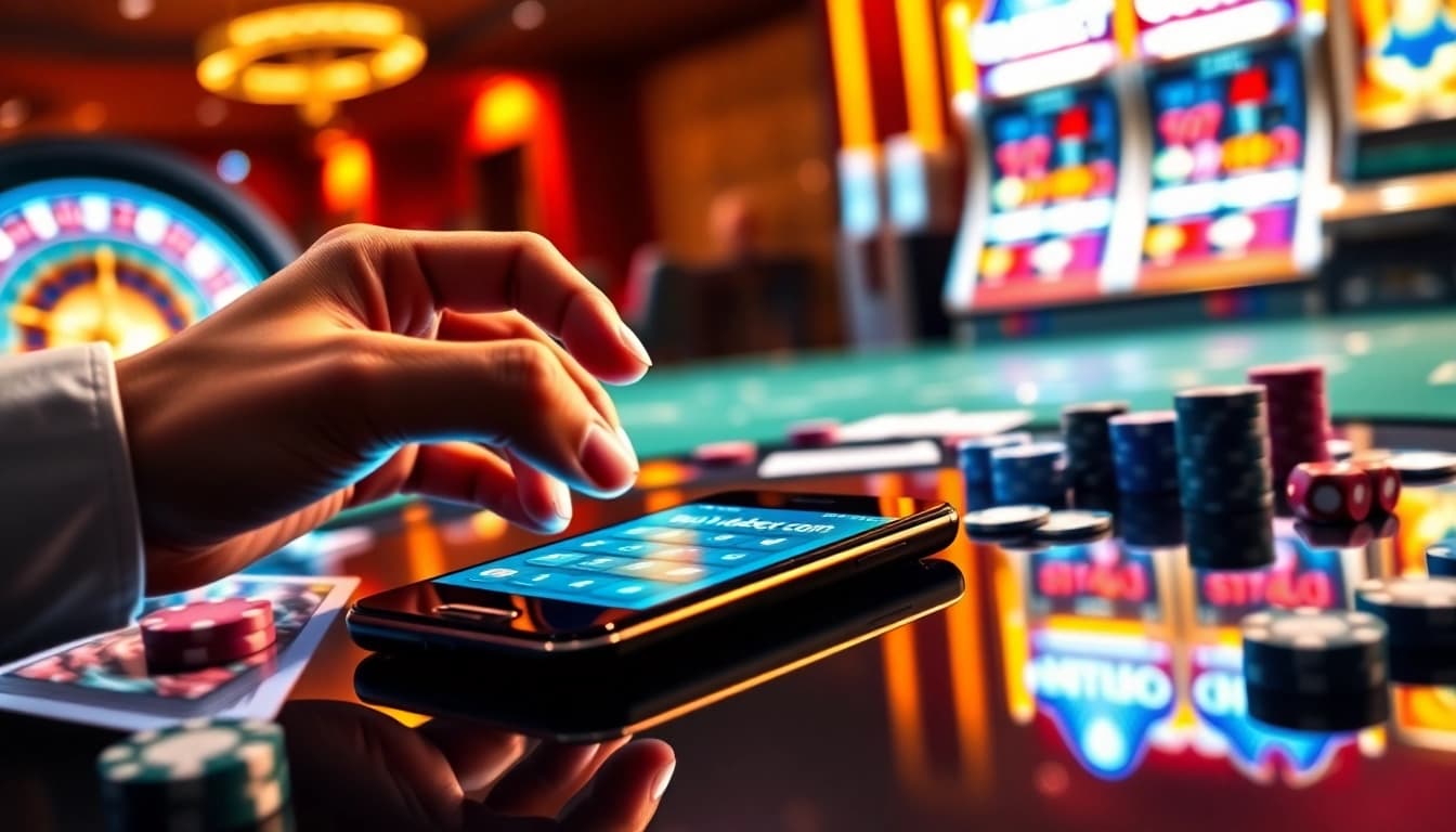 Experience seamless betting with the indibet.com app on your device amid a vibrant casino atmosphere.