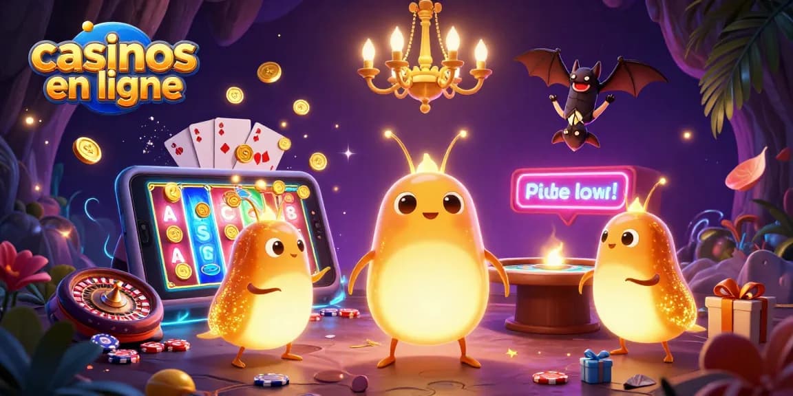 Jouez sur les casinos en ligne captivants animés par des vers luisants illuminant un casino souterrain.