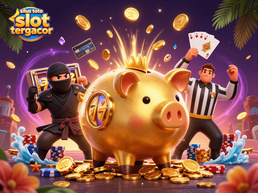 Experience excitement at situs toto slot tergacor with dynamic scenes of winning slots and casino action.