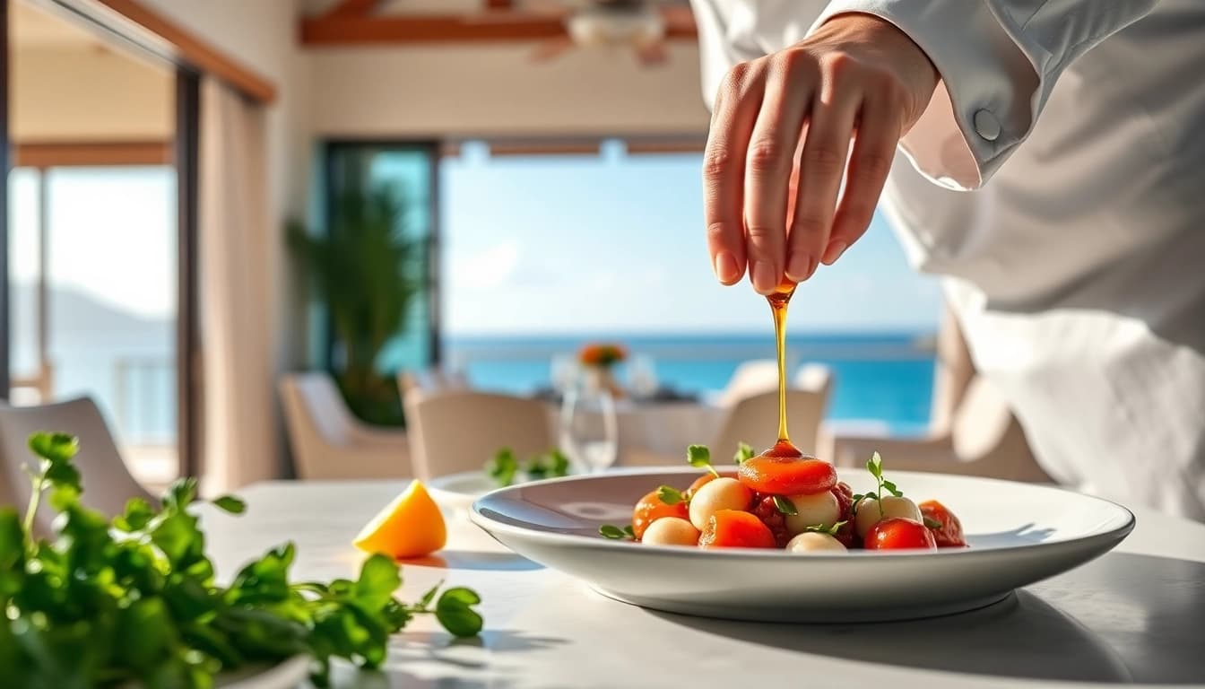 Indulge in St Martin Private Chef's exquisite gourmet dining experience in a luxury villa.