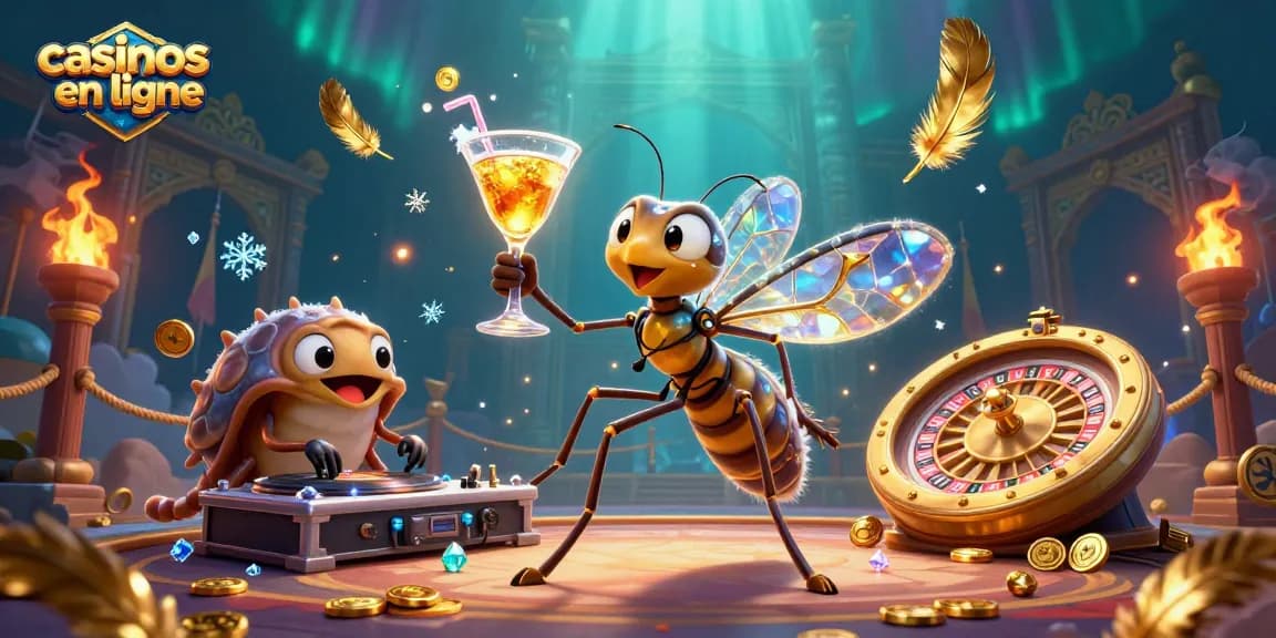Jeux d'argent amusants dans les casinos en ligne, avec une ambiance festive.