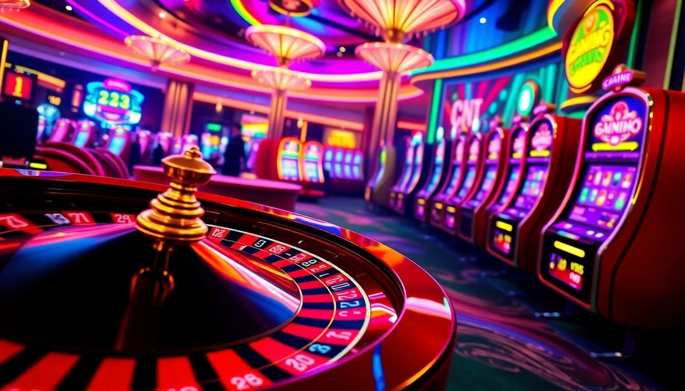 Babu88 demonstrates thrilling online casino gameplay with vibrant slots and roulette action.