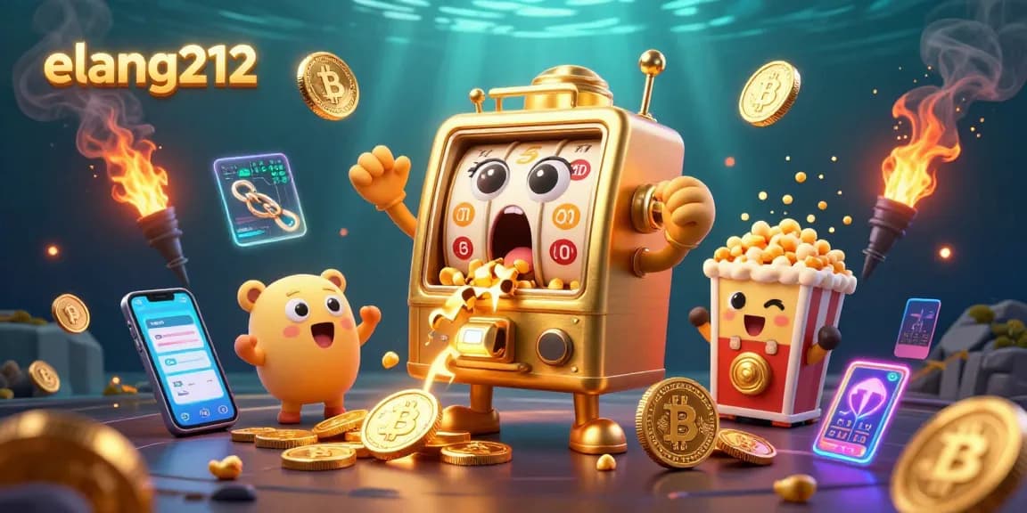 Watch elang212's golden slot machine celebrate a jackpot in an exciting 3D casino scene.