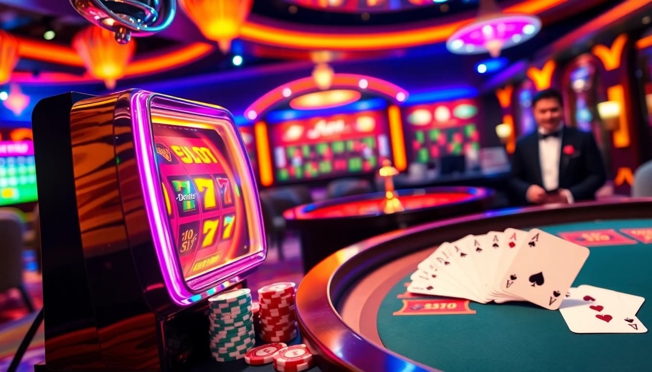 Engage in exciting gaming with agen toto slot showcases in a vibrant casino atmosphere.