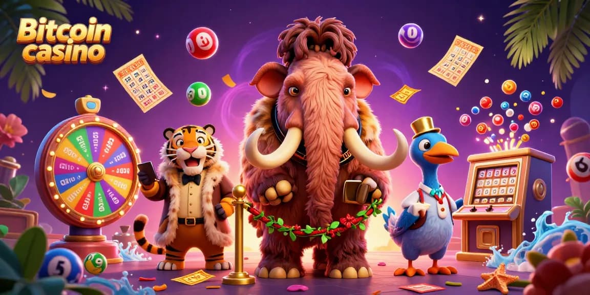 Découvrez un divertissant casino Bitcoin avec des personnages cartoon dans une ambiance dynamique.
