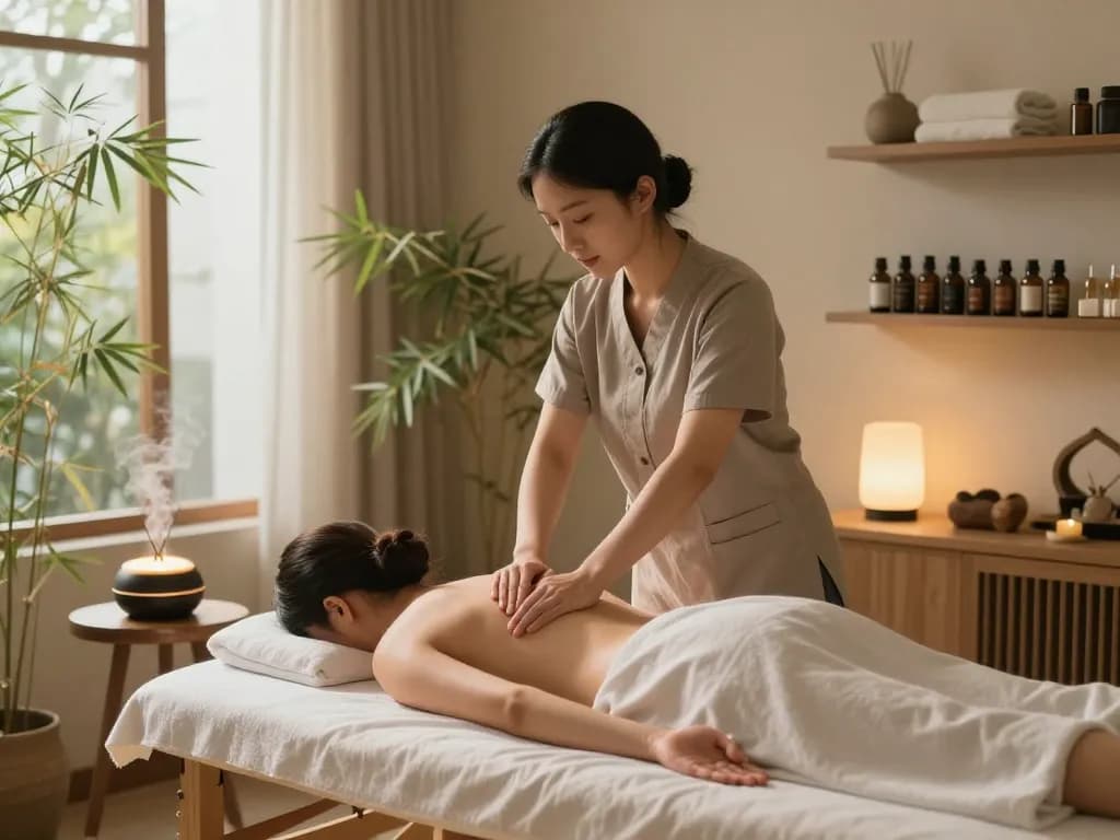 Swedish massage experience at https://www.makangs.com/region/국내/서울-/마사지-스웨디시 featuring a soothing therapy studio with calming decor.