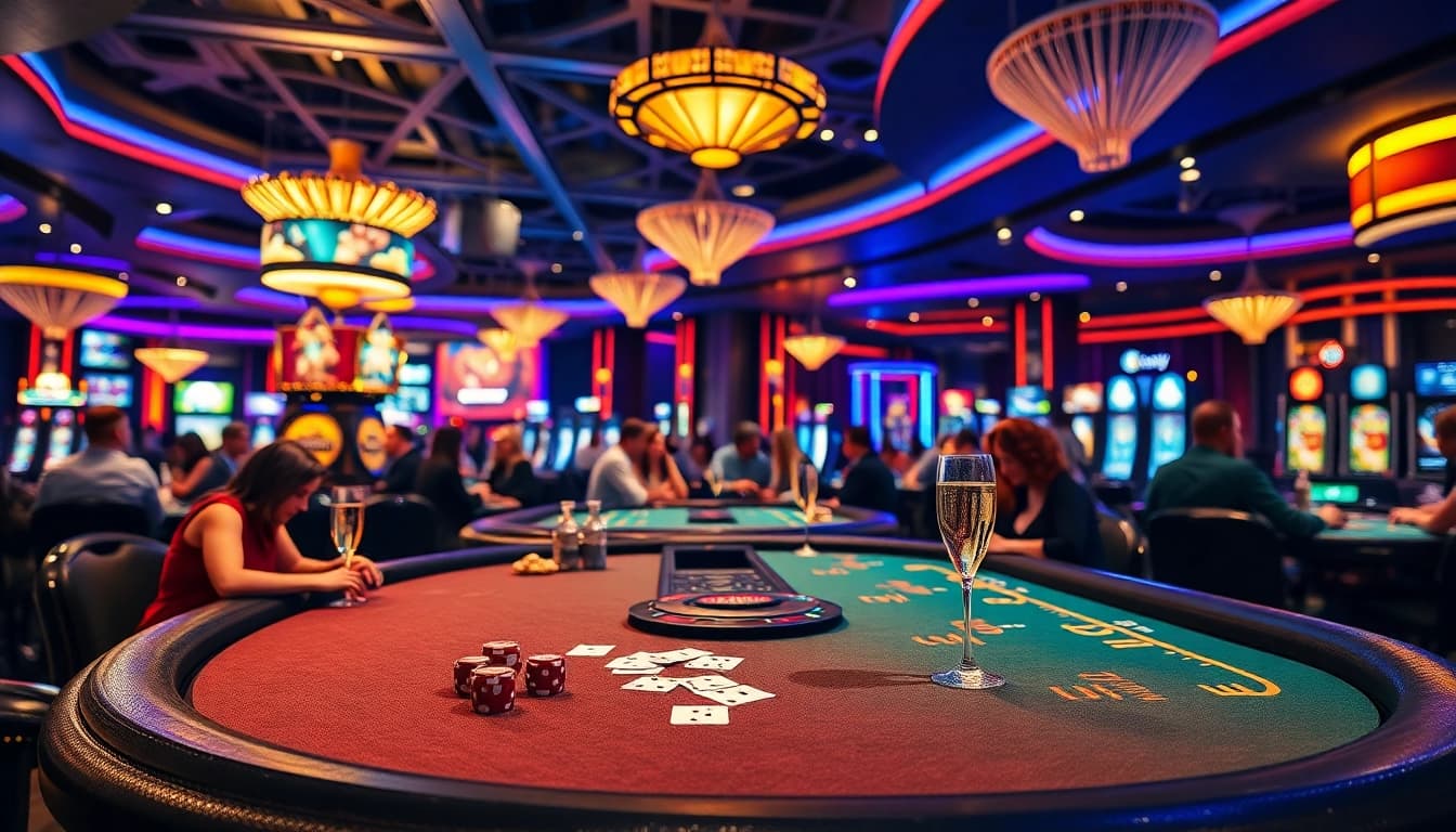 Agen togel menarik perhatian di meja kasino yang ramai dan hidup.
