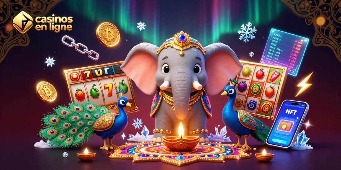 Jouez à des casinos en ligne pendant que l'éléphant Diwali et le paon décorent la scène avec des rangolis.