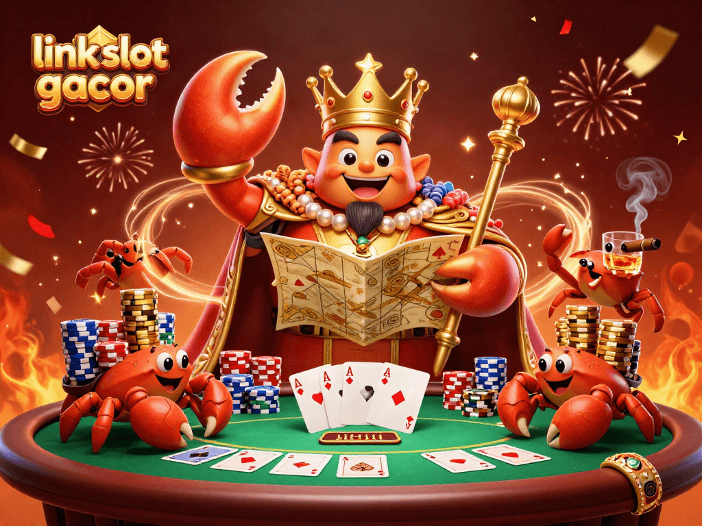 Engage with exciting gameplay in link slot gacor featuring a golden crab emperor and vibrant casino elements.