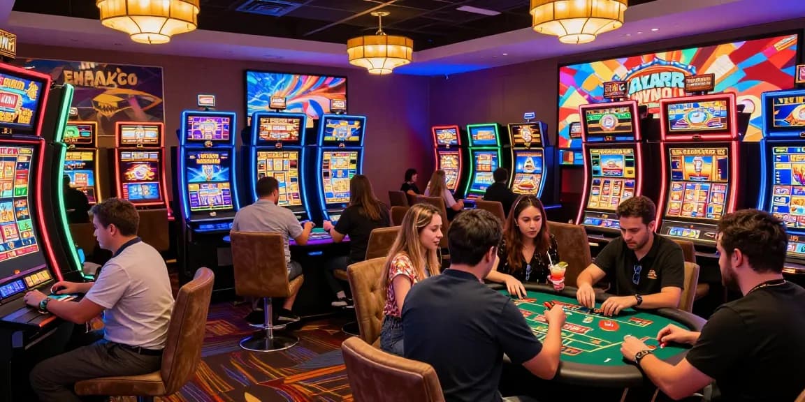 Exciting casino atmosphere with players using credit cards at gaming tables, showcasing casinos that accept credit cards.