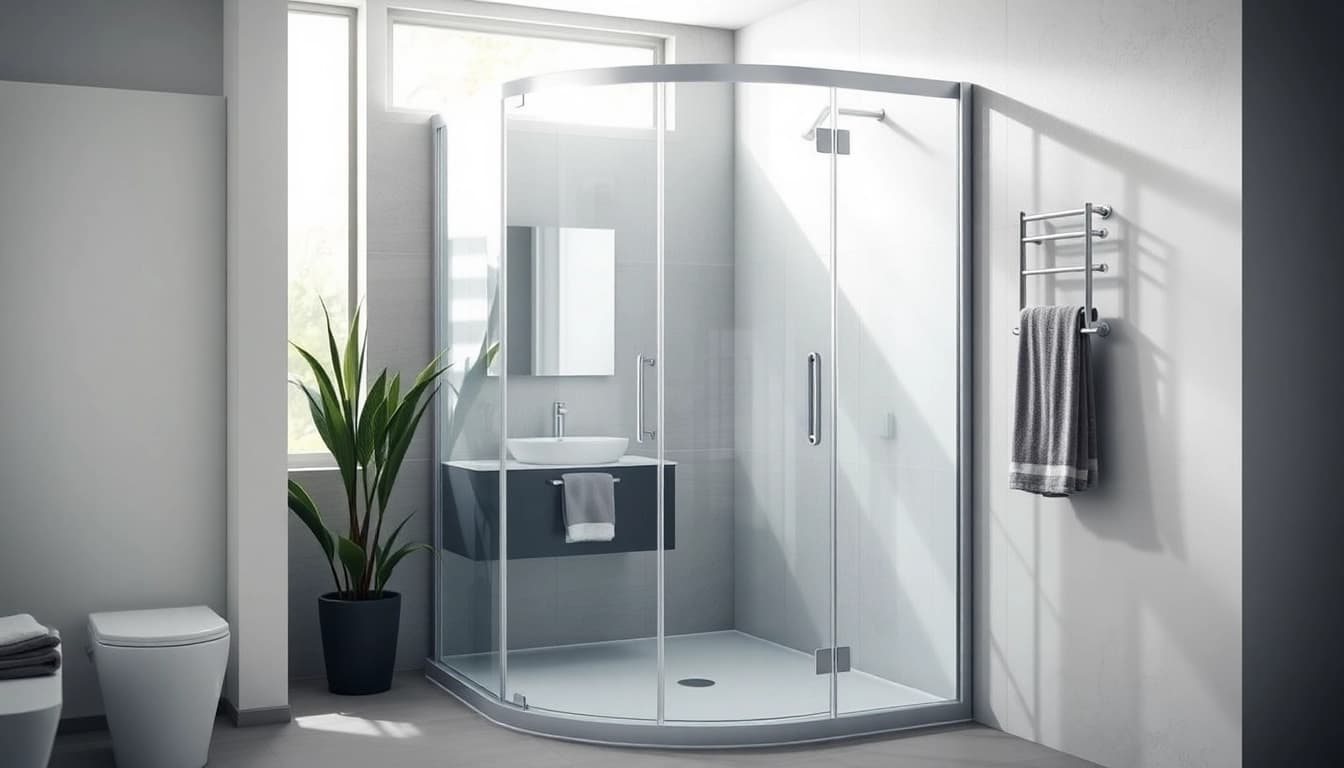 Vielfältige Funktionsmöglichkeiten der sonni Duschkabine in einem modernen Badezimmer.