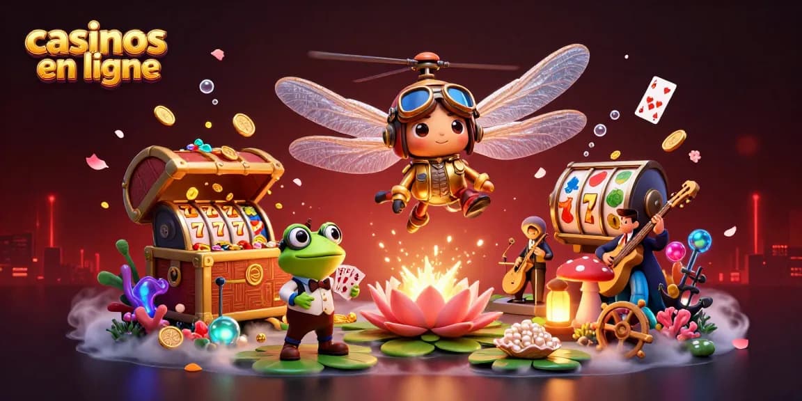 Jouez aux casinos en ligne en toute sécurité avec des personnages animés dans une scène dynamique.