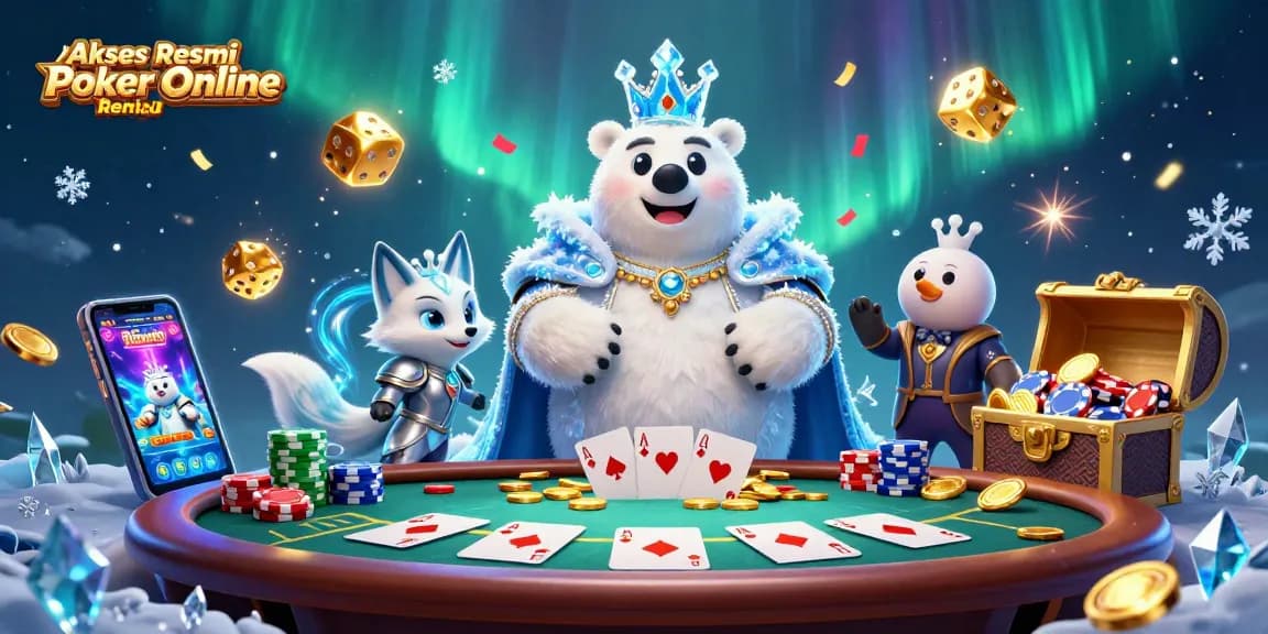 Akses Resmi Poker Online Remipoker showcases a vibrant poker scene with engaging characters and casino elements