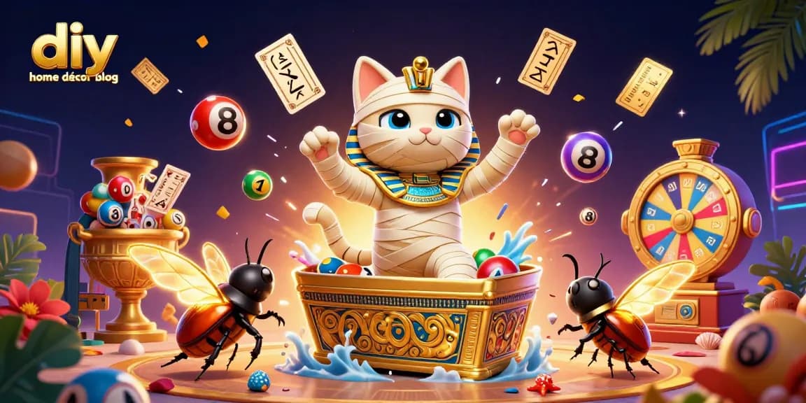 dive into the diy home décor blog with an exciting 3D casino adventure featuring a mummy cat and vibrant gaming elements