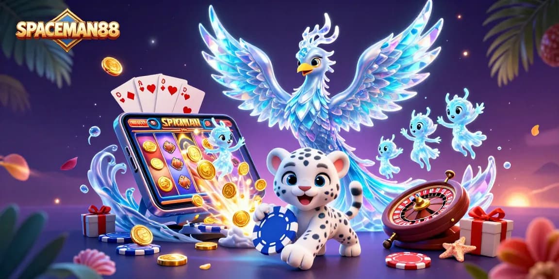 Engage with SPACEMAN88's vibrant casino adventure featuring an ice phoenix and slot games!