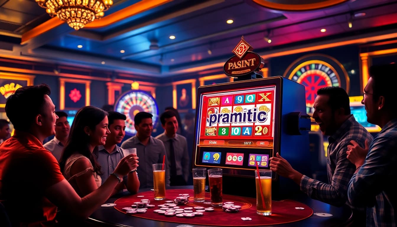 Players enjoying a thrilling slot pragmatic experience at a vibrant casino.