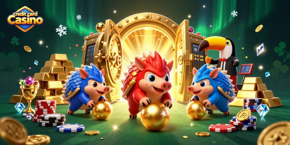 Experience the thrills of a credit card casino with rival pangolins and sparkling treasures.