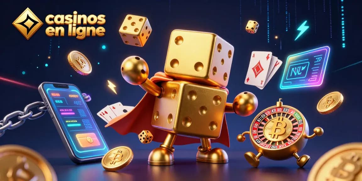 Jouez aux casinos en ligne avec le golem des dés dorés et les pièces de crypto-monnaie.