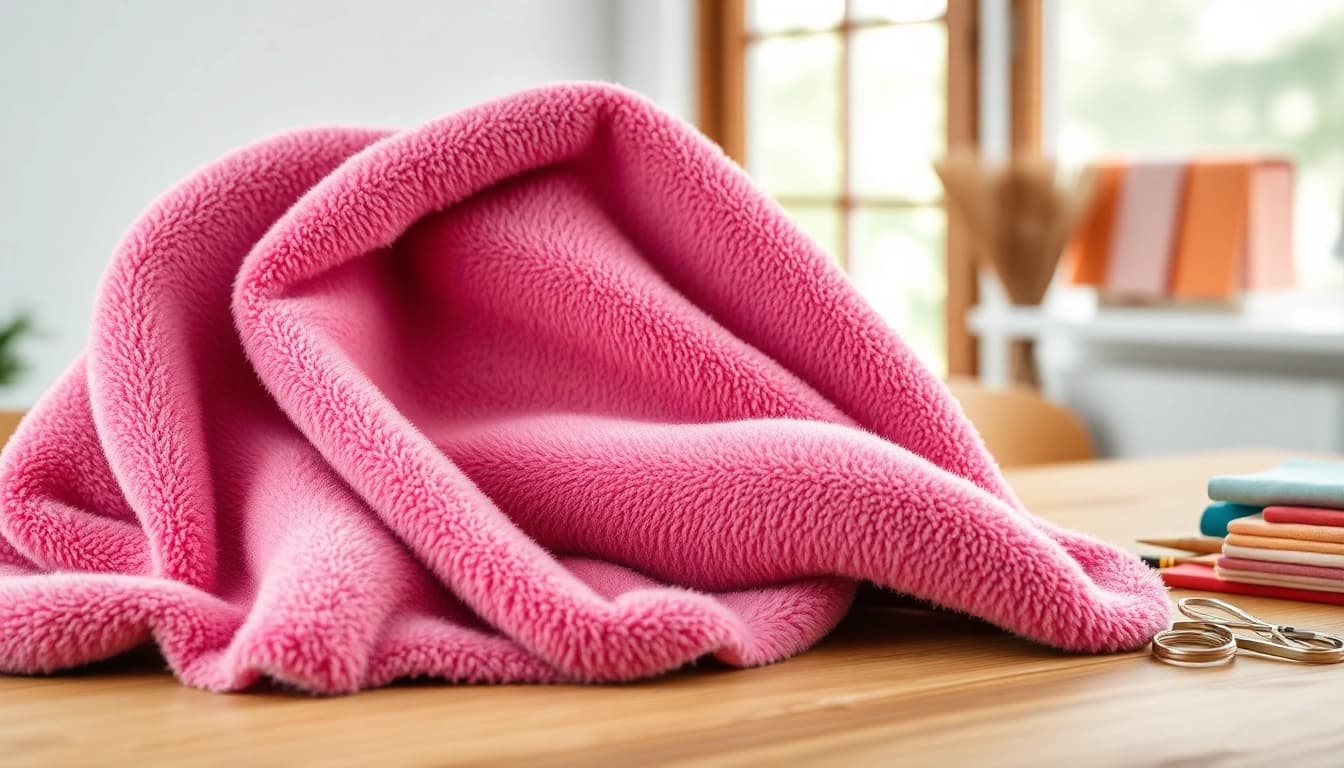 Voeg fleece toe aan je textielprojecten met een glanzende textuur en levendige kleuren.