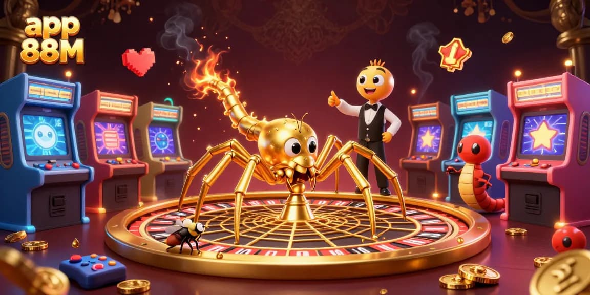 Engage in thrilling gameplay with the app 88M featuring a vibrant 3D casino scene.