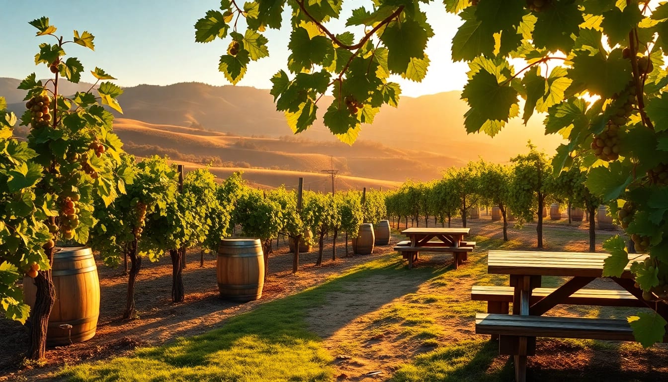 Enjoy beautiful wineries in Clarksburg with scenic vineyard views and inviting outdoor spaces.