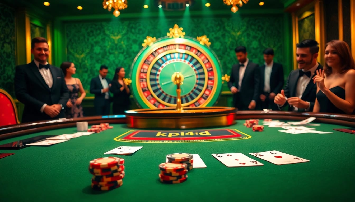 KPI4D players enjoying an exhilarating roulette spin at a luxurious casino.