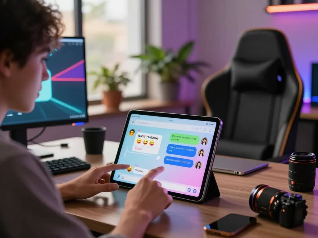 Engaging in ai nsfw chat with customizable characters in a modern tech workspace.