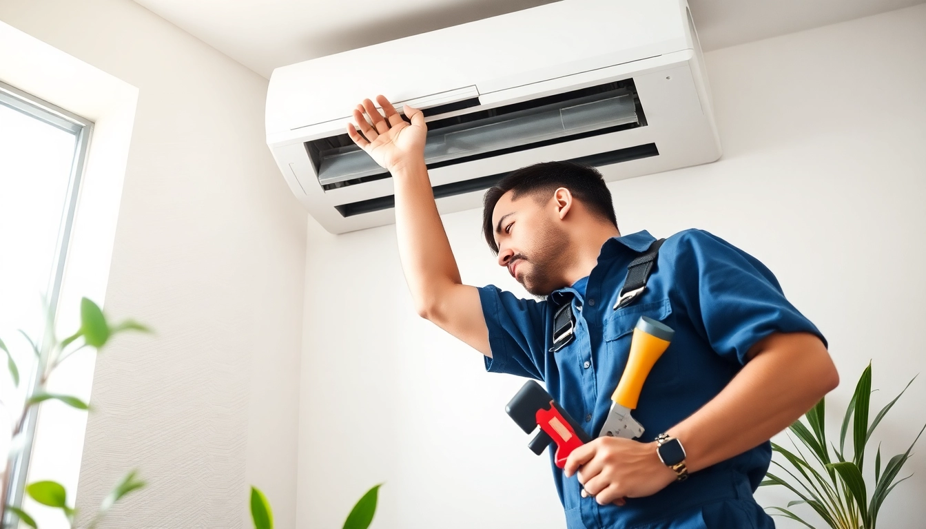 HVAC Repair Tampa technician expertly fixing an air conditioning unit in a bright home.