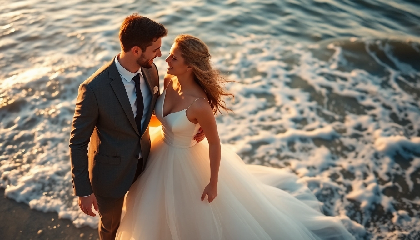 Carmel wedding photography featuring a joyful couple on a beach at sunset, capturing love and intimacy.