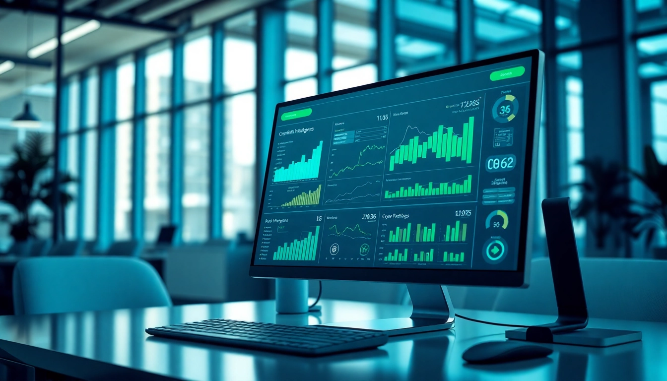 Analyze data with AI for competitive intelligence in a modern office setting.