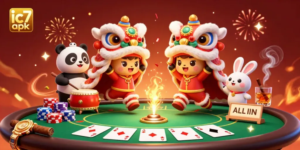 Engage in exciting gameplay with the Ic7 apk, highlighted by lively characters and poker elements.