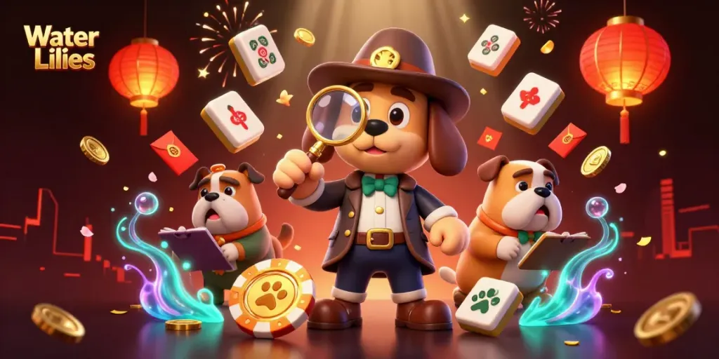 Engage with Water Lilies in this vibrant casino scene featuring a detective uncovering treasure.