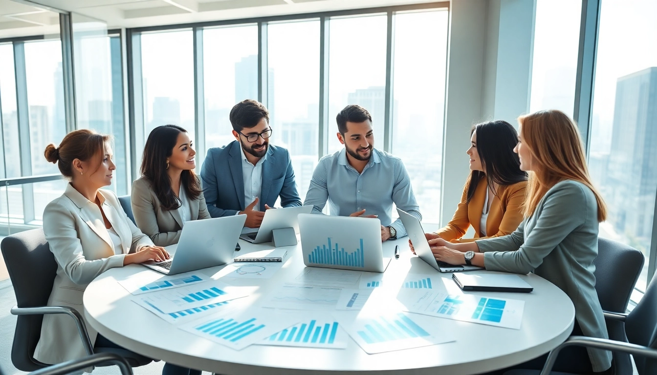 Learn how to build a sales team fast with a diverse team collaborating in a modern office setting.