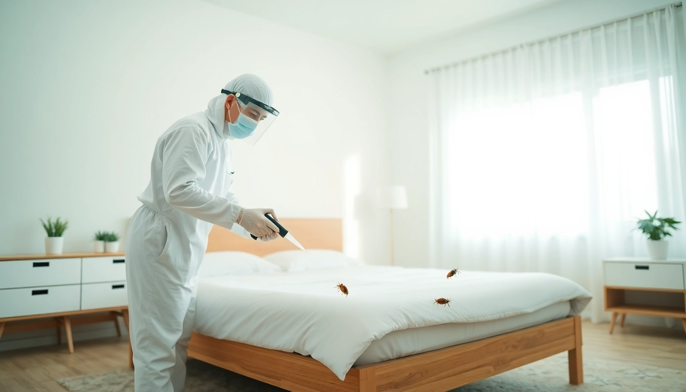 Milwaukee bed bug exterminators providing professional pest control services in a home.