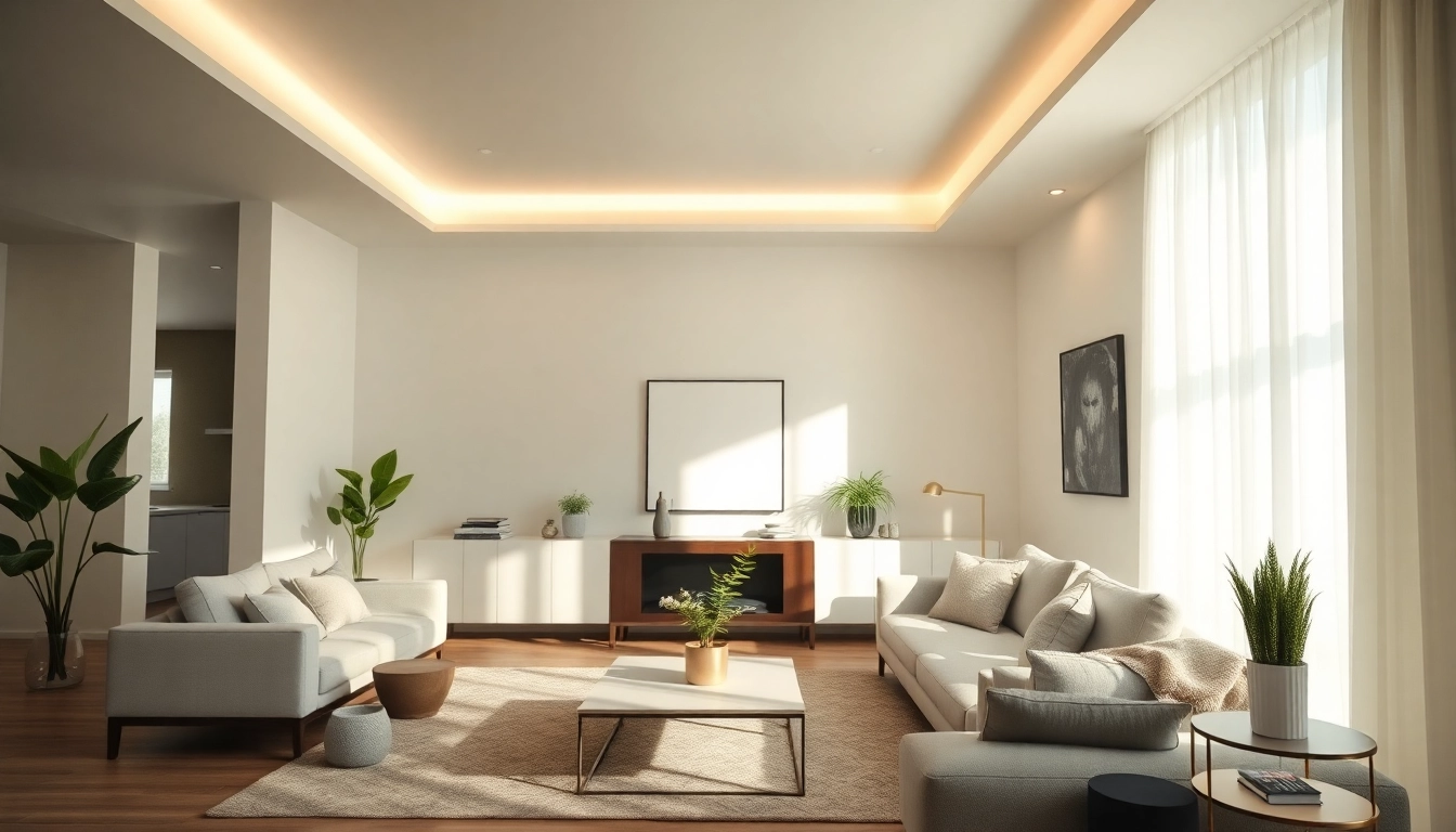 Sleek Illumination enhances the elegance of a modern living room with stylish decor and warm lighting.