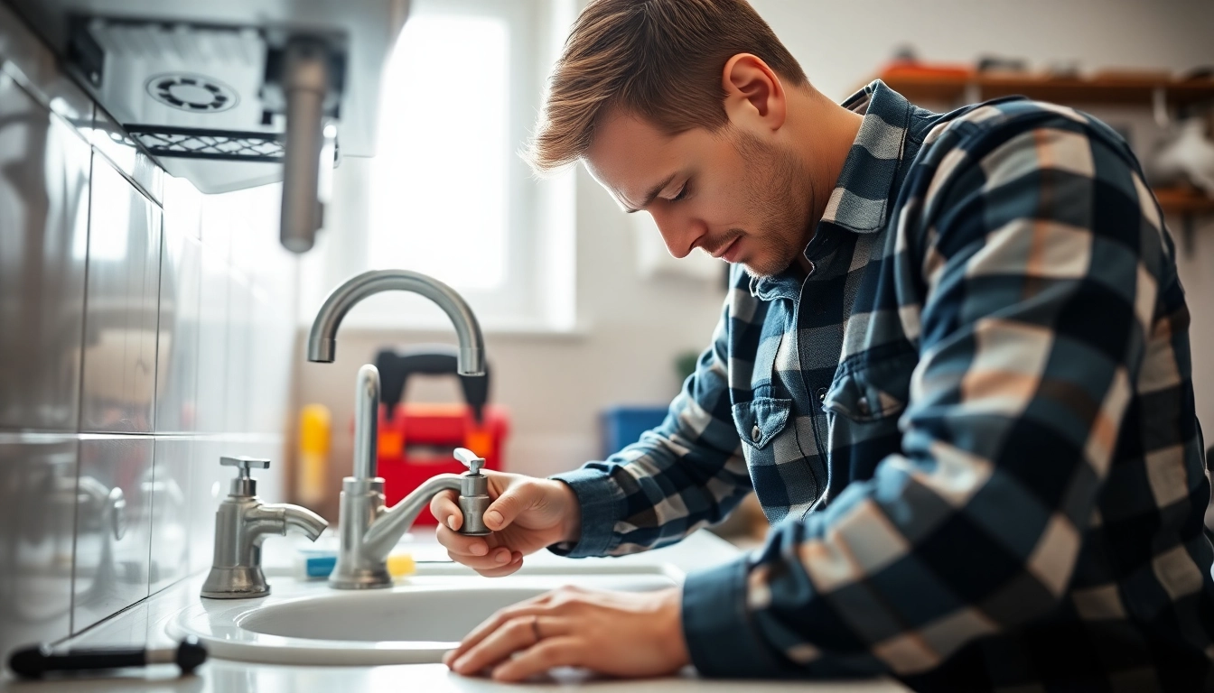 Find a qualified plumber near me fixing a sink with expert precision.
