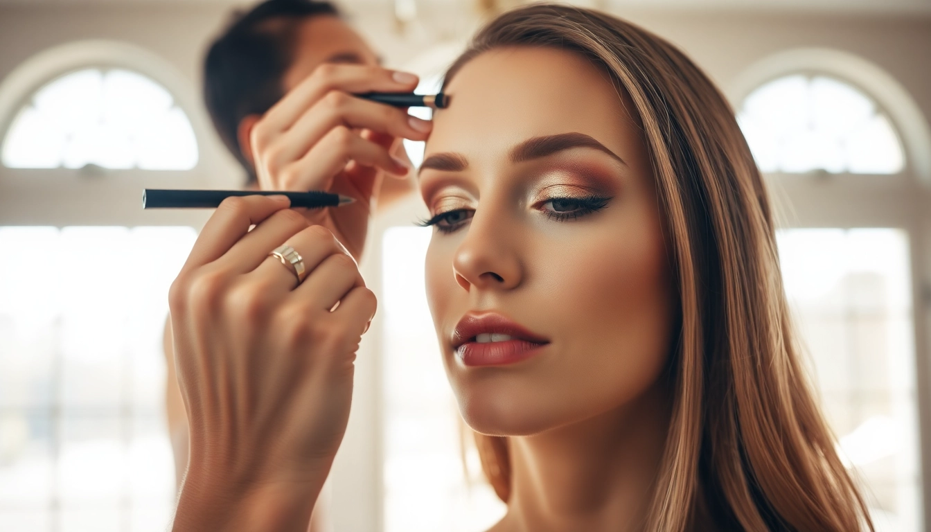 Enhance your look with champagne eyeshadow applied by a professional artist beautifully.