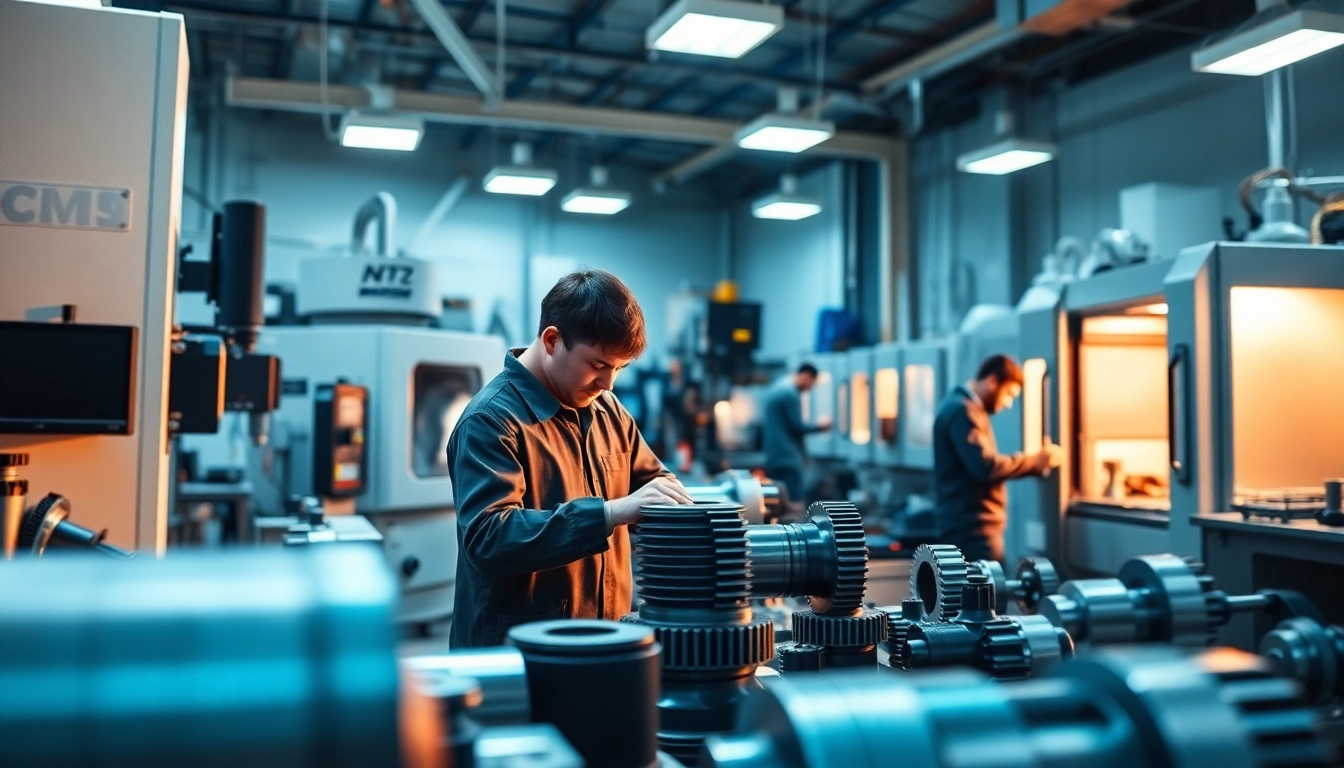 Technicians working in a custom part manufacturer workshop, showcasing precision and expertise.