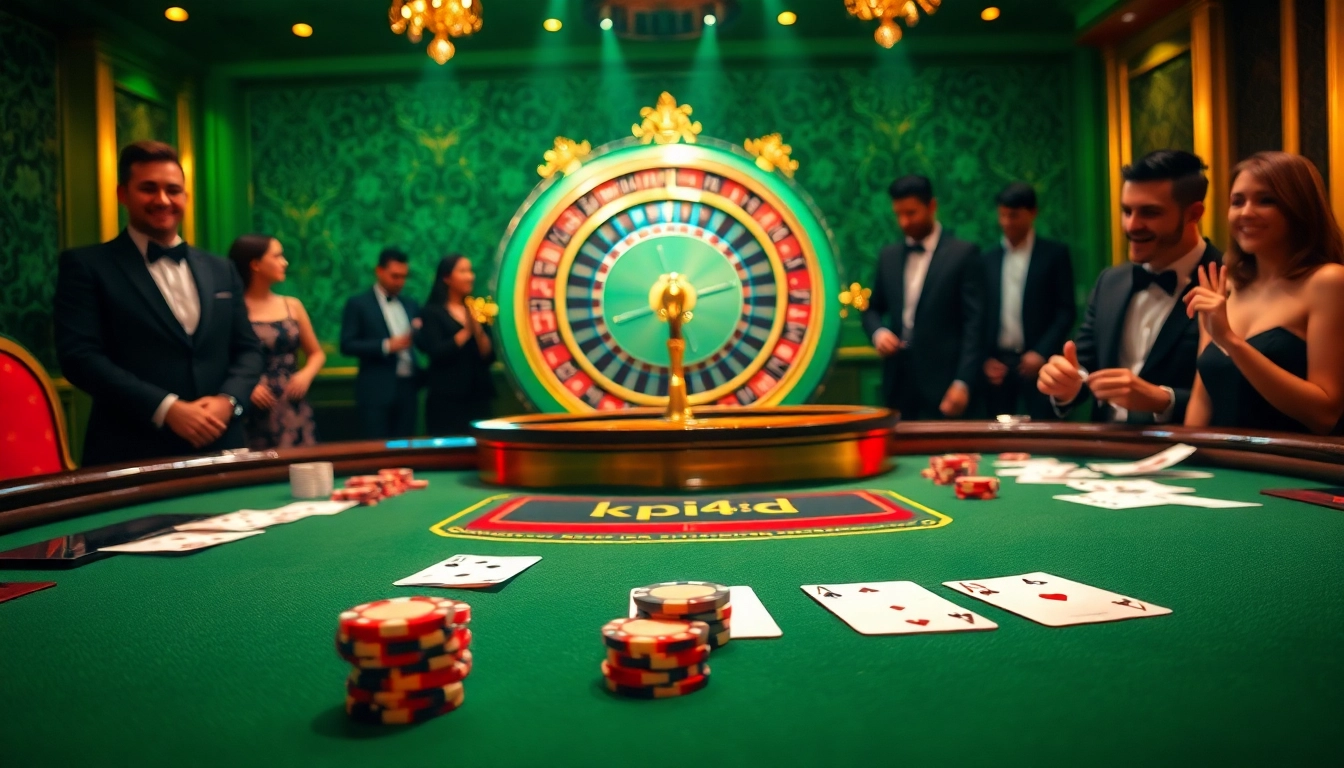 KPI4D players enjoying an exhilarating roulette spin at a luxurious casino.
