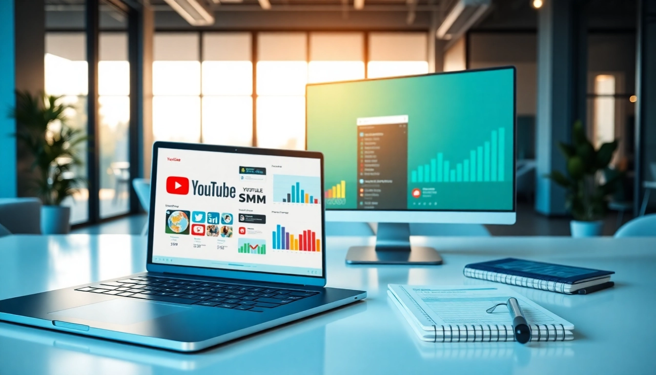 Boost your YouTube channel's engagement with a professional youtube smm panel setup in a vibrant workspace.