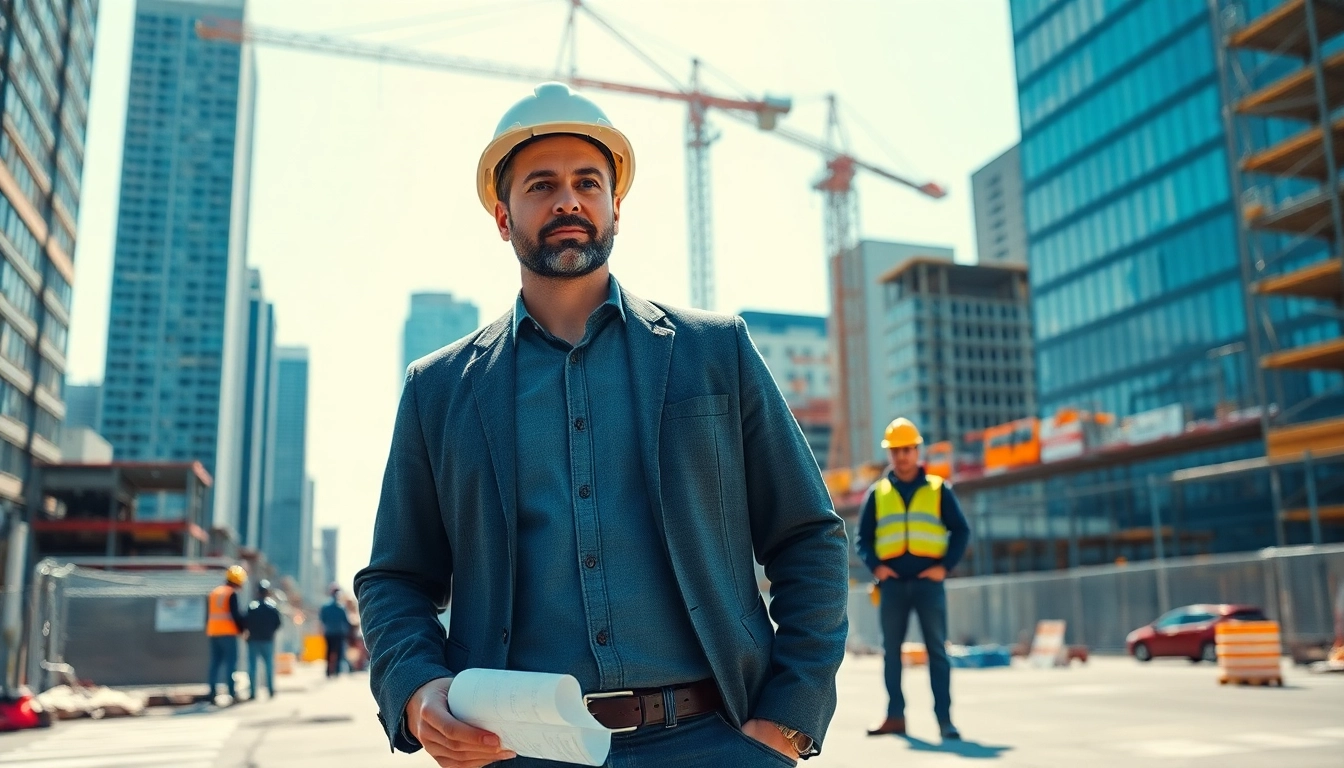 New York City Commercial General Contractor managing an active construction site with workers and cranes.