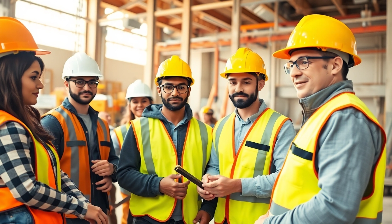 Apprentices engaged in hands-on learning about contractor apprenticeship at a construction site.