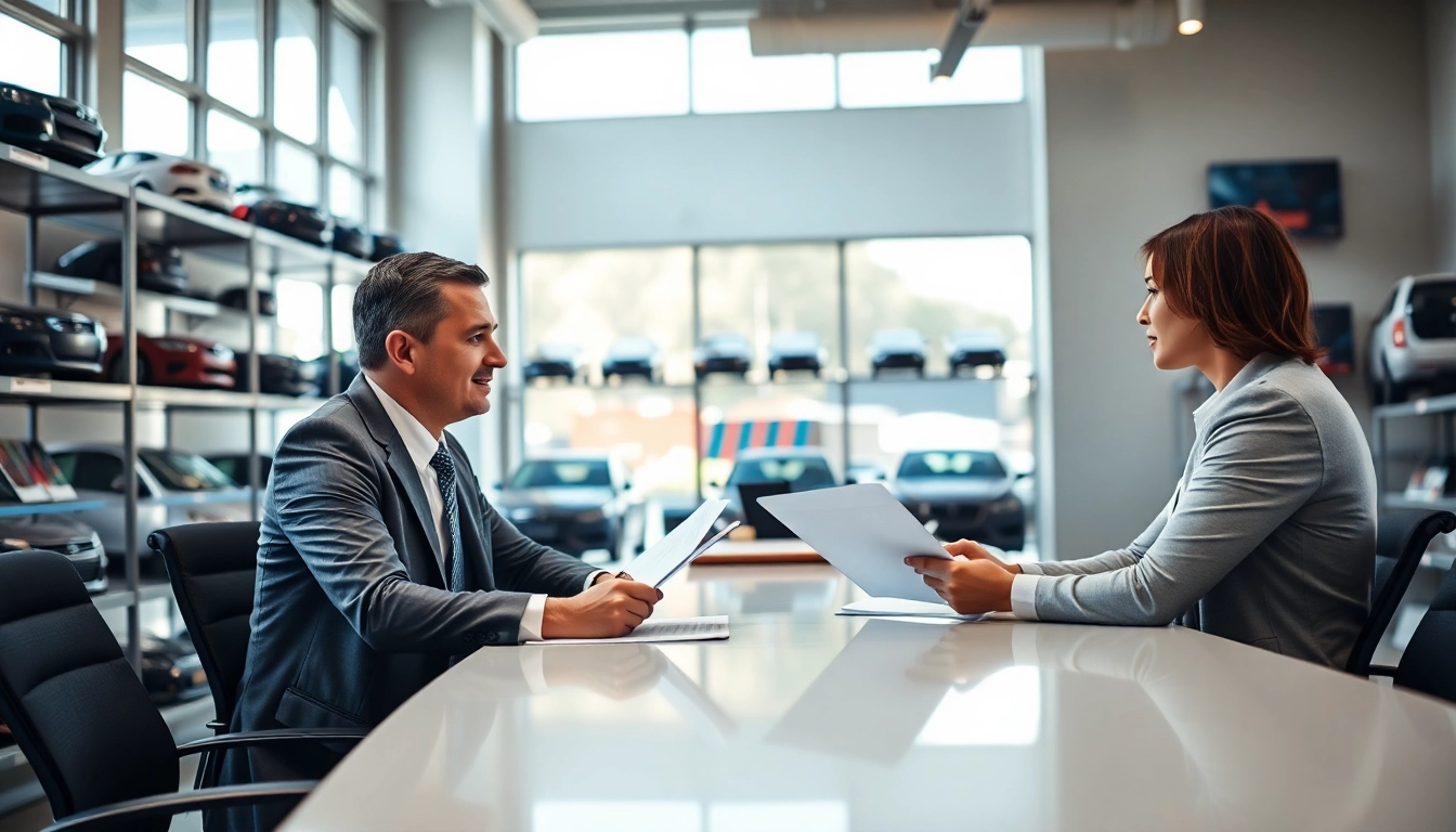 Engaging discussion about an extended warranty company at a modern office with a professional consultant.