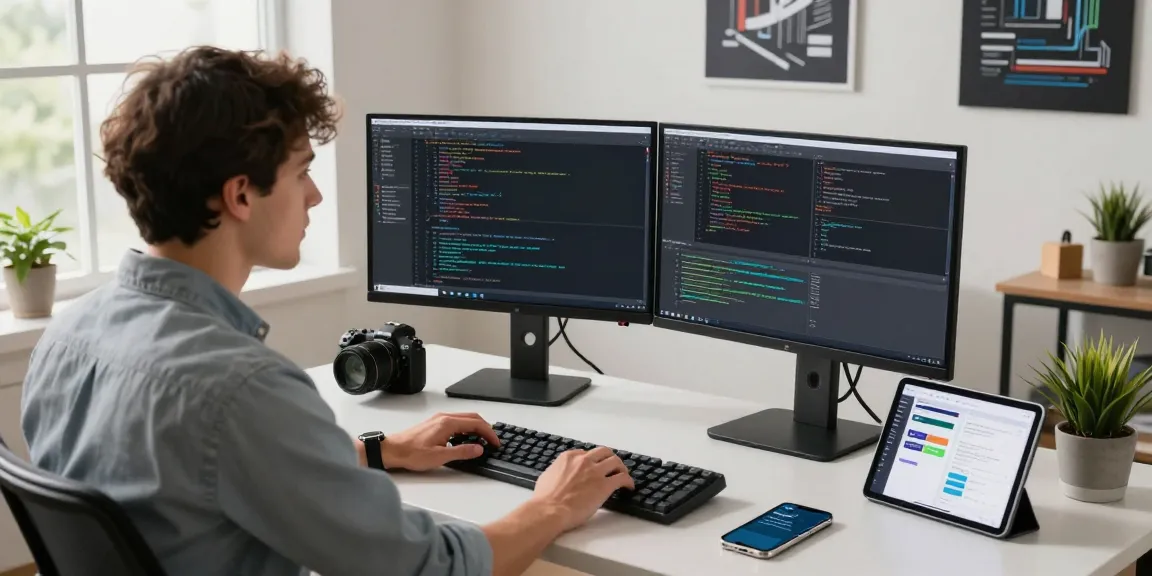 Developer focused on coding at a modern workspace, showcasing crushon integration with tech tools.