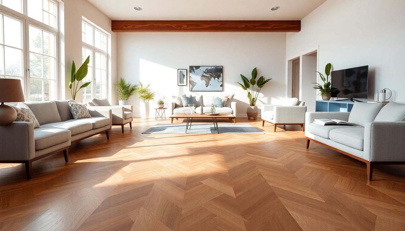 LVP flooring in a modern living room showcases its elegant design and warm atmosphere.
